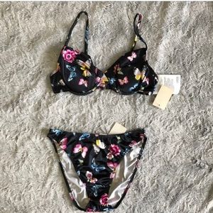 NWT Vintage Floral Butterfly High Leg Swimsuit